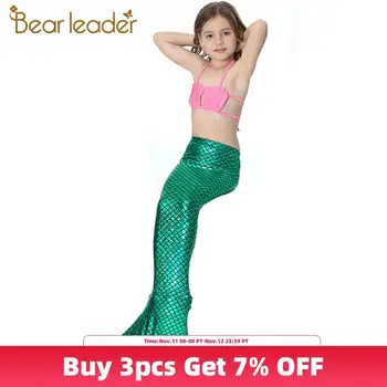 

Bear Leader Girls Clothing Sets 2020 New Summer Girls Dress Little Mermaid Tail Bikini Suits Swim Costume 3PCS For 3-12 Years