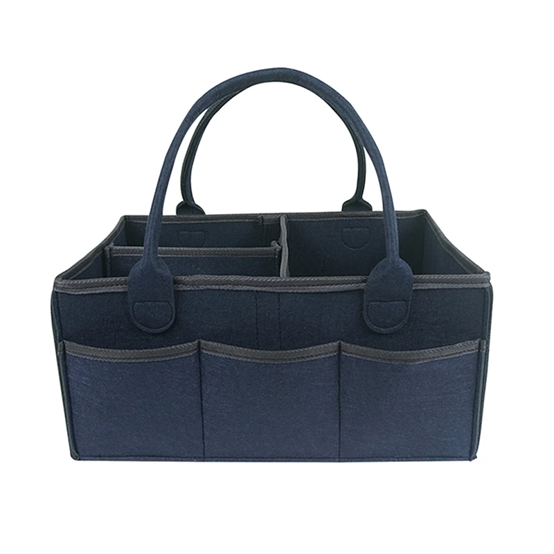 Navy Blue Новая фетровая сумка для мам, съемная сумка для новорожденных, сумка для подгузников, складной органайзер для подгузников, переносная сумка для детских подгузников, сумка для хранения детских подгузников - Цвет: Navy Blue