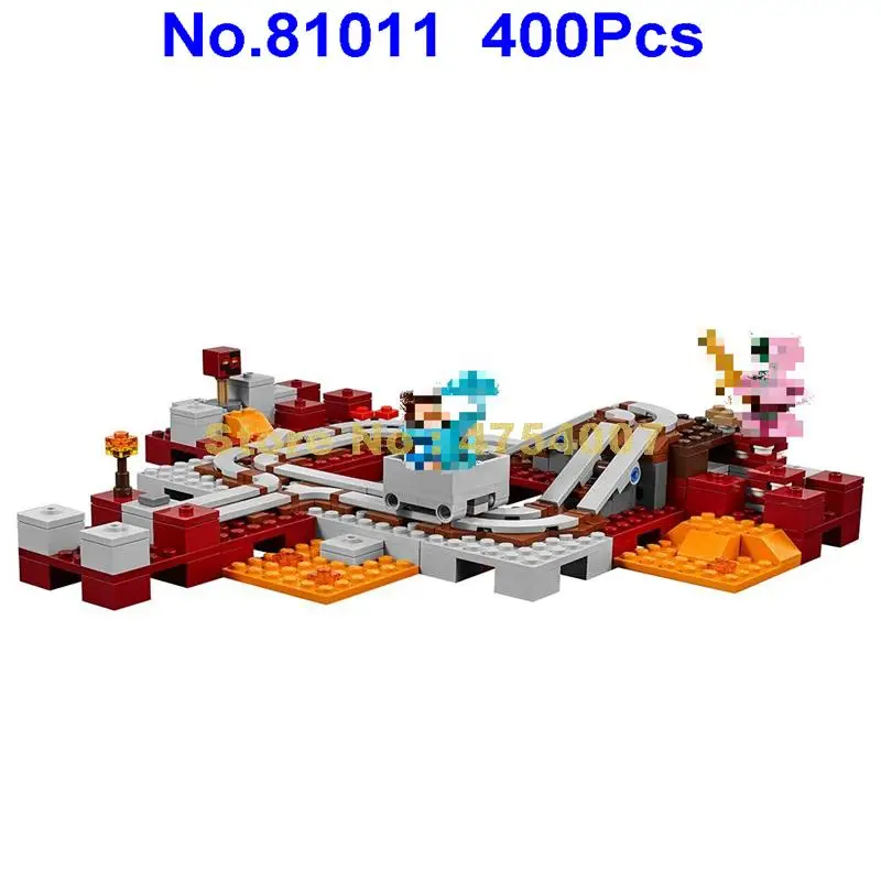 81011 400 шт. мой мир hell nether railway 2 фигурки Модель Строительный блок 21130 игрушка