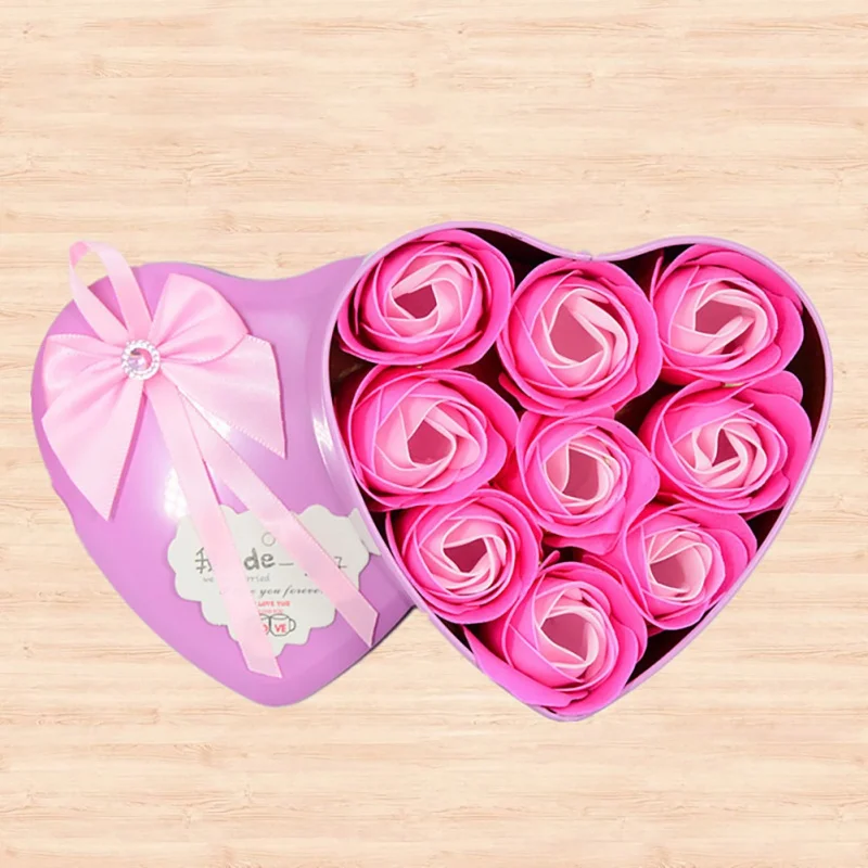Новинка, розовая Подарочная коробка, мыло, цветок, подарок, искусственная коробка в форме сердца, креативные подарки на день Святого Валентина, украшение дома, свадьба - Цвет: XOI0404P3