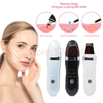 

2020 New Ultrasonic Face Skin Scrubber Beauty Machine Facial Skin scrubberIon Deep Cleaner Spatula dead skin Blackhead Remover