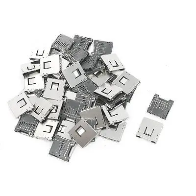

50Pcs Stainless Steel SD Memory Card Sockets Connectors 1" x 1" x 0.1