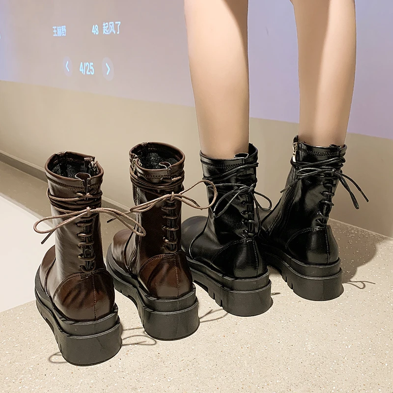 2022 Fashion New British Style Thick-soled short Boots Women's Wild Mid-tube Knight Boots Were Thin Short Boots Women