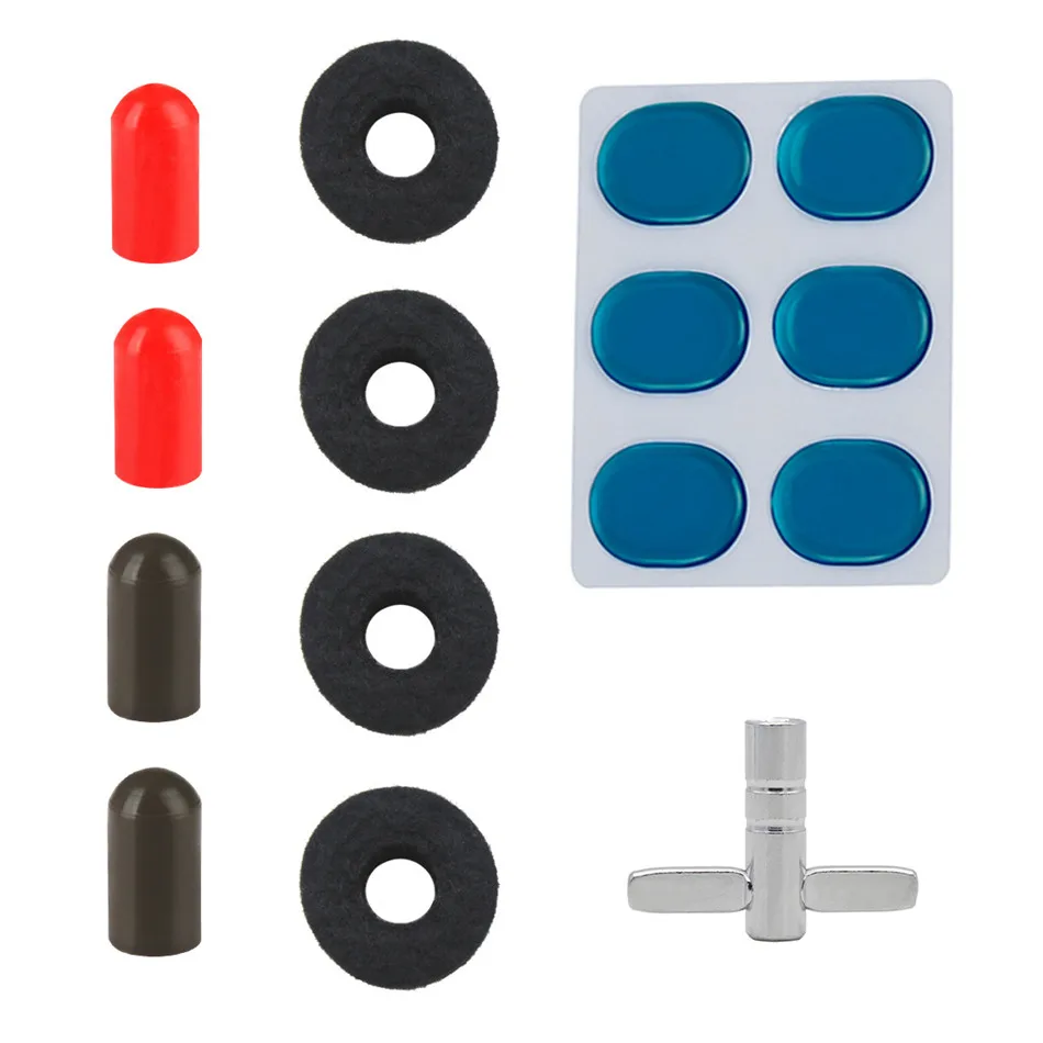 

4Pcs Cymbal Wool Pad Drum Tool Silencer Stickers Drumstick Head Cover Cymbal Felt Pad Key Wrench Drum Instruments Accessories