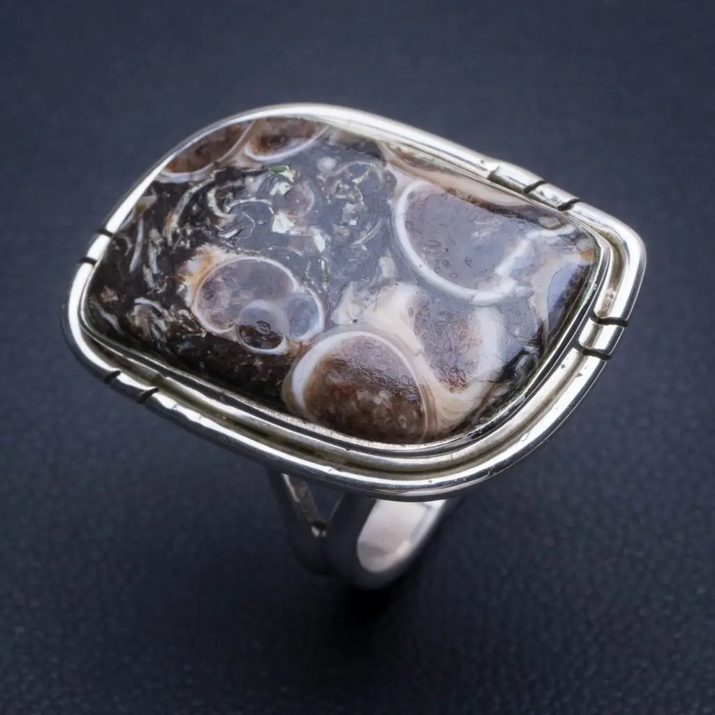 Натуральное кольцо из стерлингового серебра 925 пробы с туррителлой агатом размер