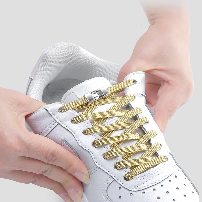 New Elastic Shoe Laces Fashion Metal Cross lock No Tie Shoelaces Suitable for all kinds of shoes child Adult flat Lazy Lace