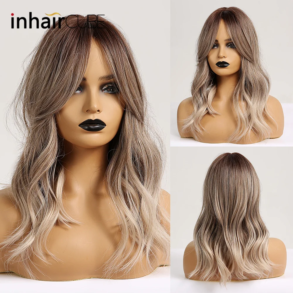 Длинный синтетический парик Inhair Cube с эффектом омбре натуральные волнистые