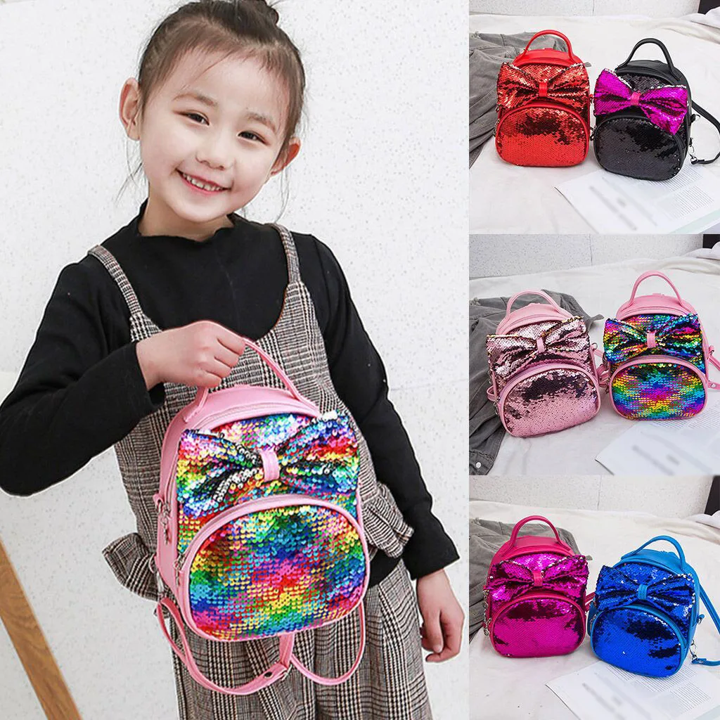 

5# Women Parent-Child Backpack for Girls Sequined Travelbag Bling Shiny Rucksack School Bag Cute Heart Shaped Clutch Mochil