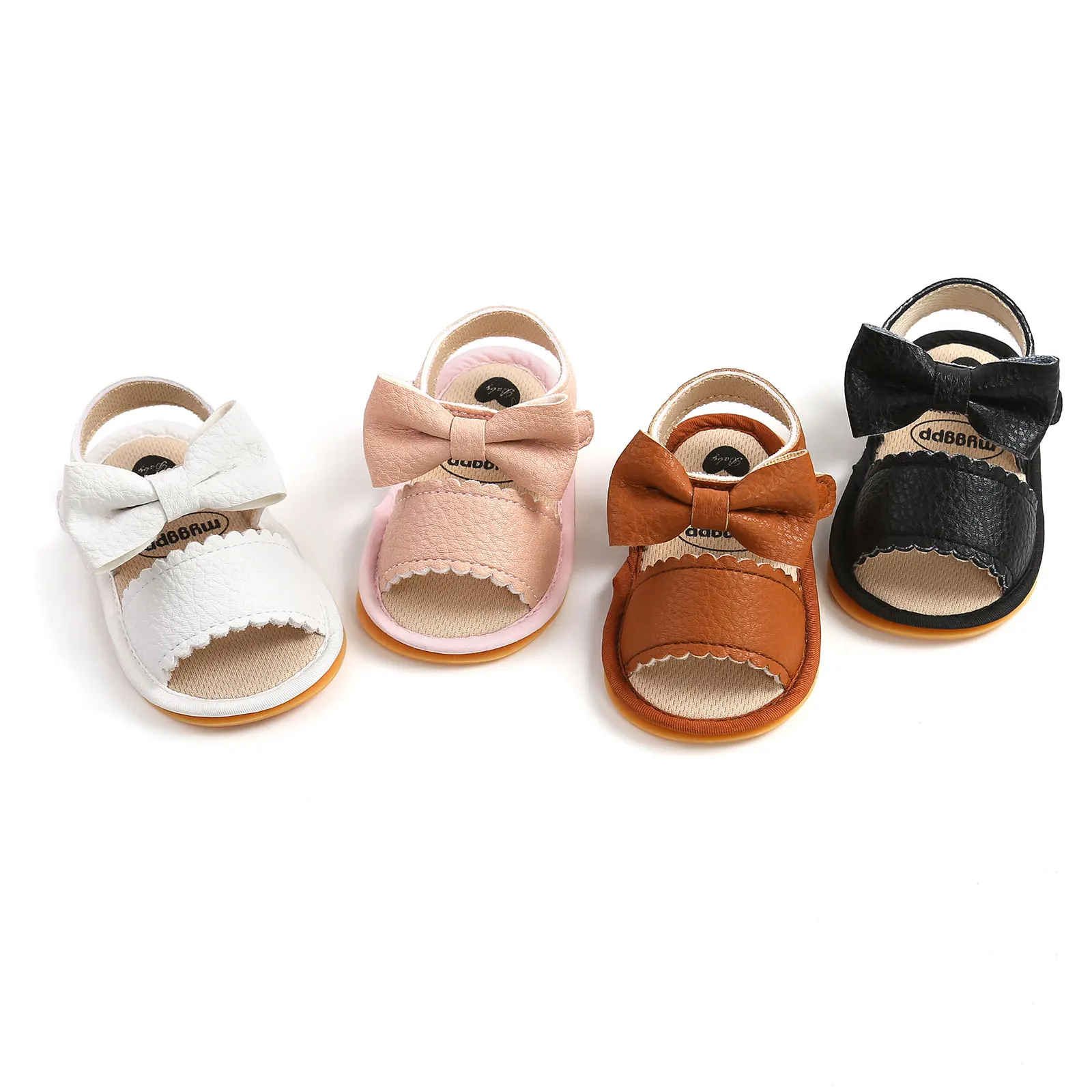 Fashion Summer Baby Girls Sandals Shoes Toddlers Simple Style Solid Color Bow Soft Sole Shoes Outdoor Indoor Prewalker 1
