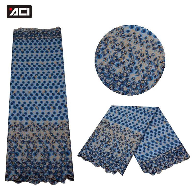 

ACI Cheaper Price African Lace Fabric Wax Print Tissu Africain Veritable Wax Block Print Fabric Lace African Ankara Lace 6 Yards