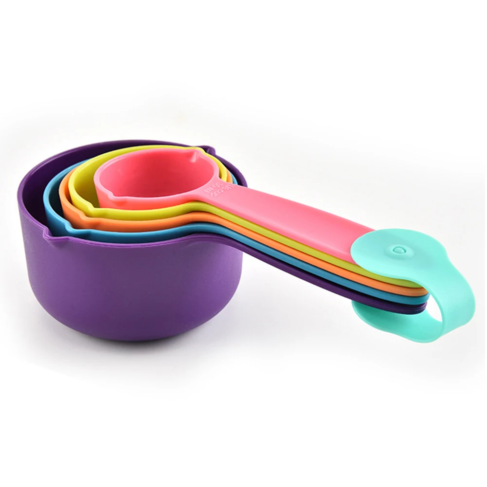 Plastic Measuring 5Pcs Cups Spoon Coffee Sugar Scoops Home Baking Coffee Tea Flour Measuring Kitchen Measuring Tool Utensil
