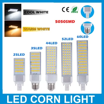 

5PCS/Lot 5W 7W 9W 11W 13W LED Horizontal Plug Lamp E27 G24 Base LED Corn Lights 5050 SMD With 180 Degree For Crystal Lighting