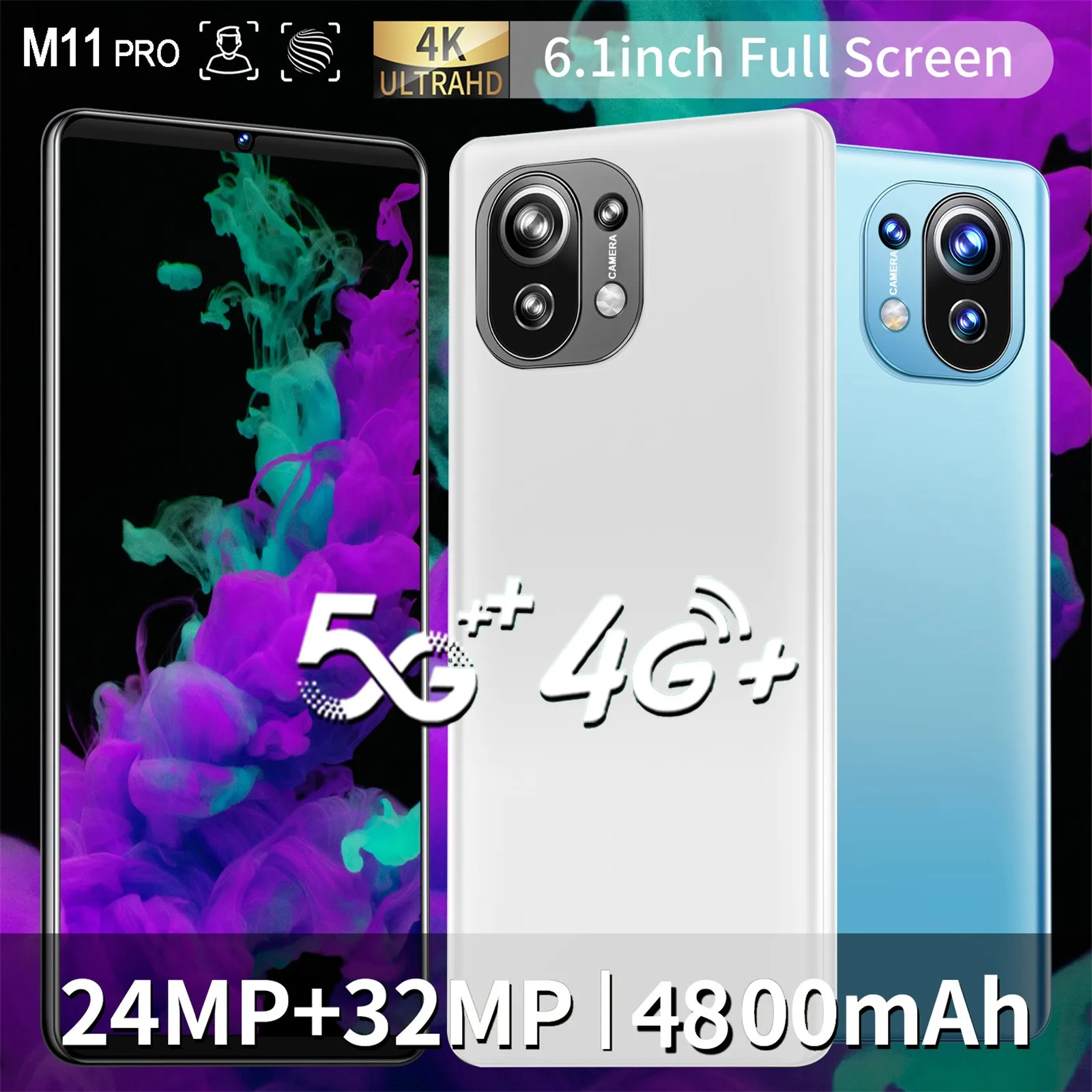 2021 New M11 Pro Max Android Phone 6.1 Inch Full Screen 5G Smart Phone RAM16+ROM512GB Smartphone 4800mAh Mobilephone - ANKUX Tech Co., Ltd