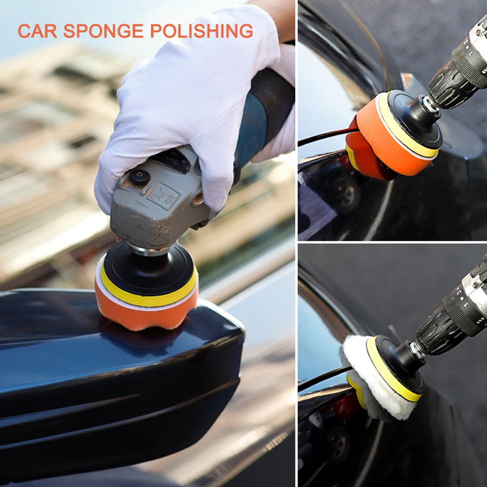 car polish 3Inch Car Polishing Kit Sponge Foam Pad Auto Headlight Wheel Polisher Polishing Refurbish Abrasive Disc Sandpaper Buffing Pads car polish