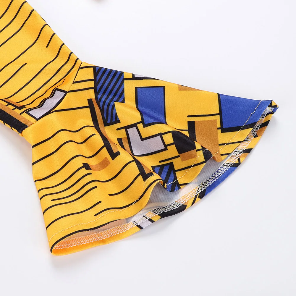 Kureas африканская одежда женская национальная Дашики узор сексуальный комплект из двух предметов Midriff мини юбка наряд с открытыми плечами Африка одежда