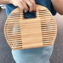 Женская полукруглая бамбуковая Сумочка ручной работы бамбуковый кошелек клатч сумка летняя Соломенная пляжная сумка(с шарфом