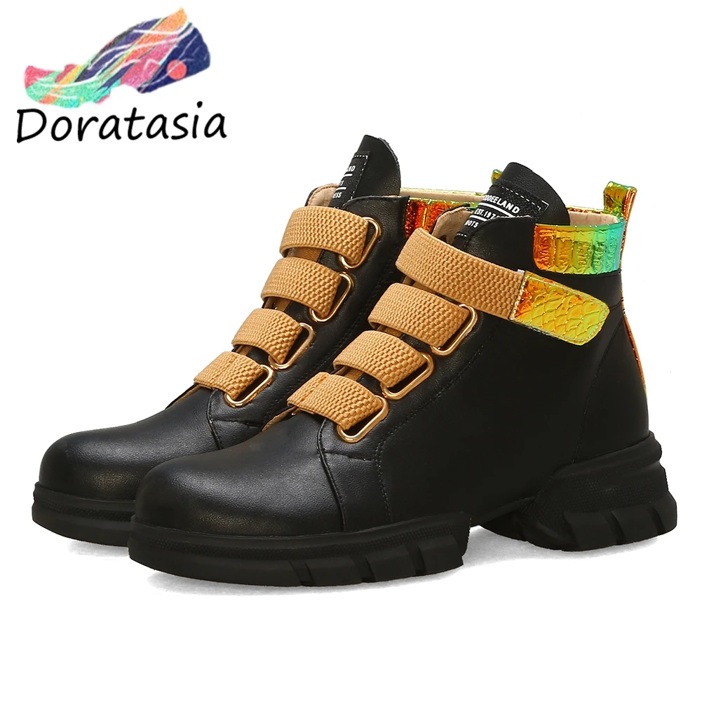 

DORATASIA New Arrival INS Hot Colored Booties Ladies Casual Med Heels Ankle Boots Women 2019 Winter Fur Shoes Woman