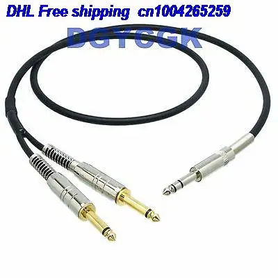 

DHL 10pcs 6.35mm stereo TRS to 2-way L+R 1/4" mono TS cable 15FT adapter audio plug jack cable 22j