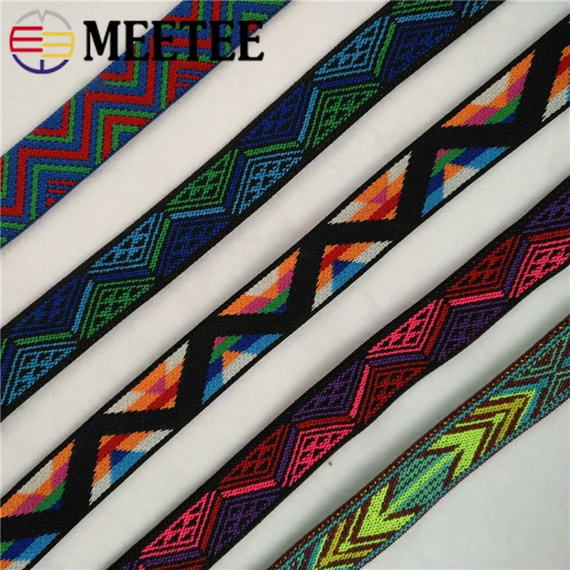 

Meetee 3Meters 2.5cm Jacquard Elastic Band Rubber Webbing for Pants Waist Belt Handbag Decoration Sewing Accessories EB214
