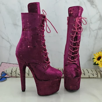 

Leecabe WireRED 17CM/7inches Pole dancing shoes High Heel platform Boots Pole Dance boot