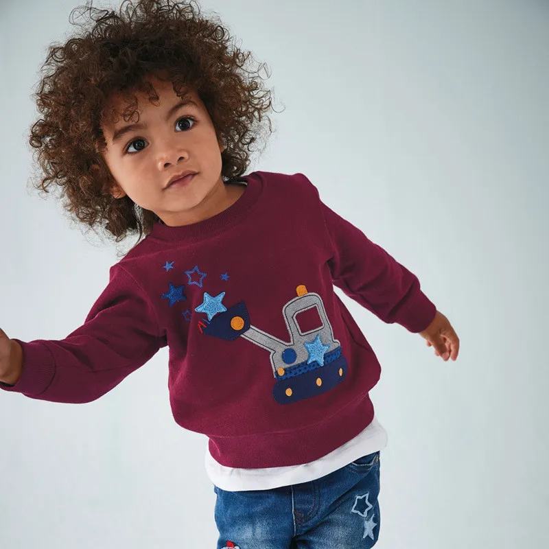 Хлопковые толстовки для мальчиков на осень и зиму, детская одежда, милые детские топы с длинными рукавами и рисунком ракеты, рубашка для малышей