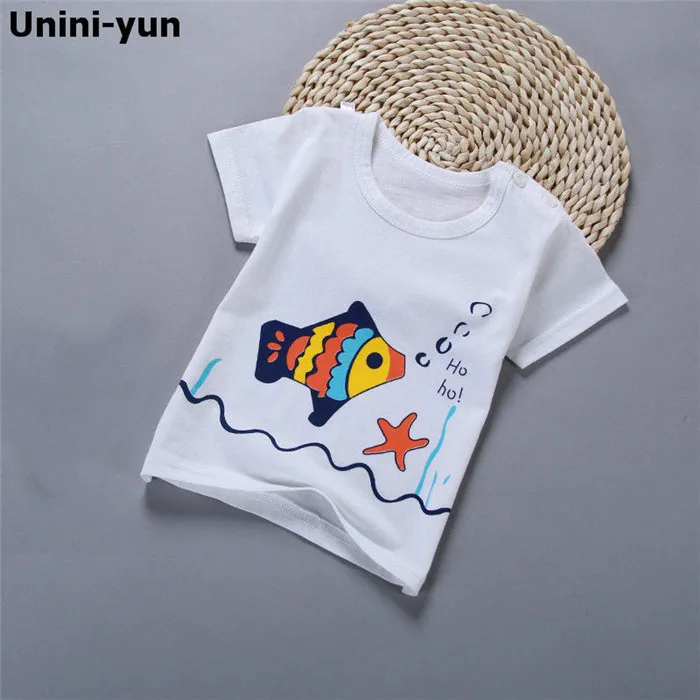 [Unini-yun] г. Новая детская одежда детские футболки одежда для малышей модные стильные футболки с короткими рукавами для мальчиков на весну-осень - Цвет: Армейский зеленый