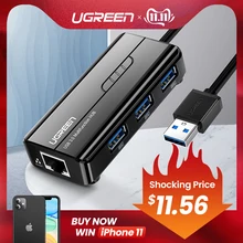 Ugreen USB Ethernet 3.0 2.0 to RJ45 HUB for Xiaomi Mi Box 3/S Set-top Adapter Network Card Lan