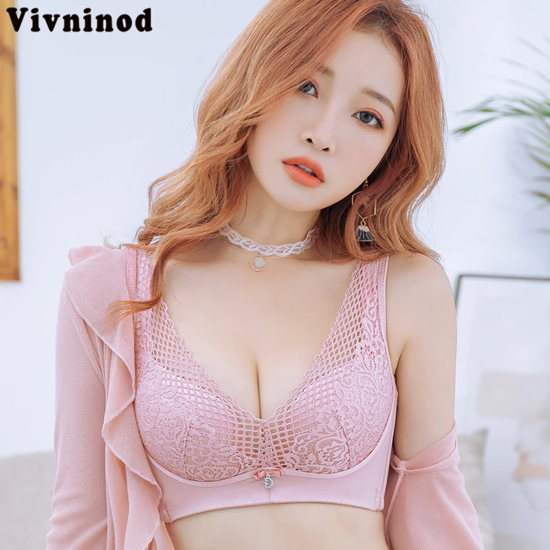 

2020 New Women Sexy Lace Bralette Big Size Lace Underwear Thin Push Up Bras 70B 80 85 90C Intimates Female Lace Bras Lingerie BH