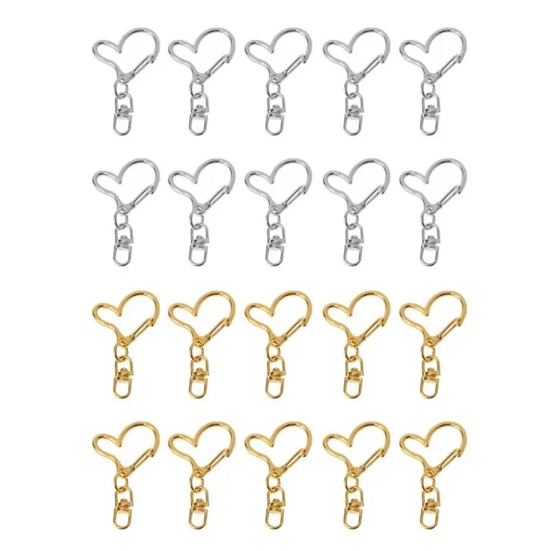 

10Pcs DIY Metal Heart Keychain Swivel Lobster Clasp Snap Hook Jewelry Findings