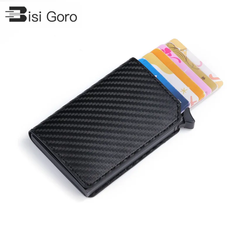 BISI GORO RFID всплывающий клатч мульти мужской и женский чехол для карточек унисекс мульти Умный кошелек из углеродного волокна Противоугонный держатель для карт