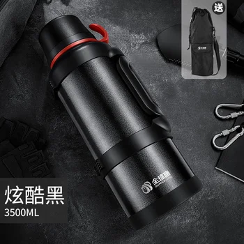 

Large Capacity Thermos with Cup Sealed Water Handle Bottle Lid Travel Cup Stainless Steel Hiking Vacuum Insulated Tumbler KK60BW