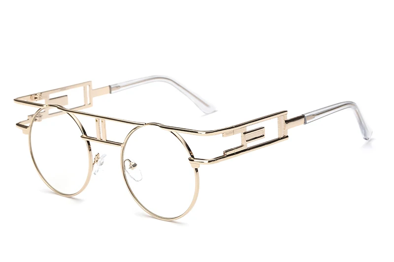 Gold w clear lens LEIDISEN псевдо-антиквариат для мужчин и женщин готические солнцезащитные очки ретро старинные очки высшего качества UV400 брендовые дизайнерские солнцезащитные очки - Цвет линз: Gold w clear lens