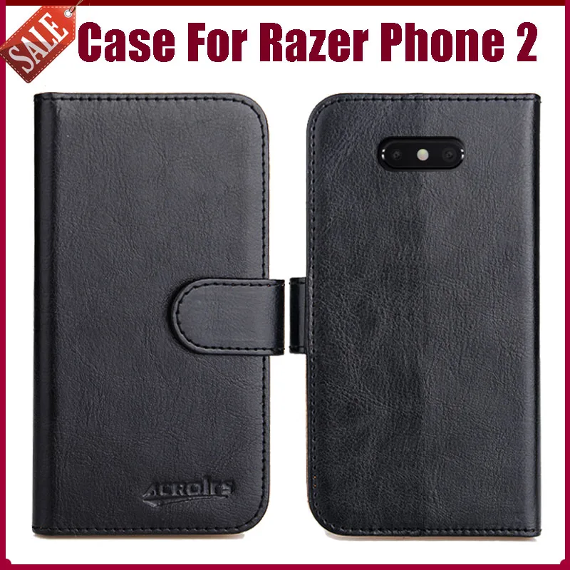 

Hot! Flip Soft Leather Case For Razer Phone 2 Case 5.72" 6 Colors Phone Wallet Cover Stand Function Credit Card Slots