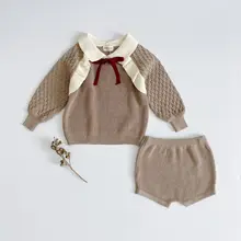 

21 Kids Set Knitted Pullover Design Tops + Shorts Autumn Winter Newborn Baby Clothing