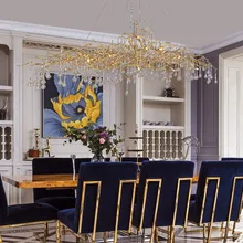 Phube светильник ing художественные ветви хрустальные люстры светильник капли воды люстра светильник цветной глазурованный салон медная люстра