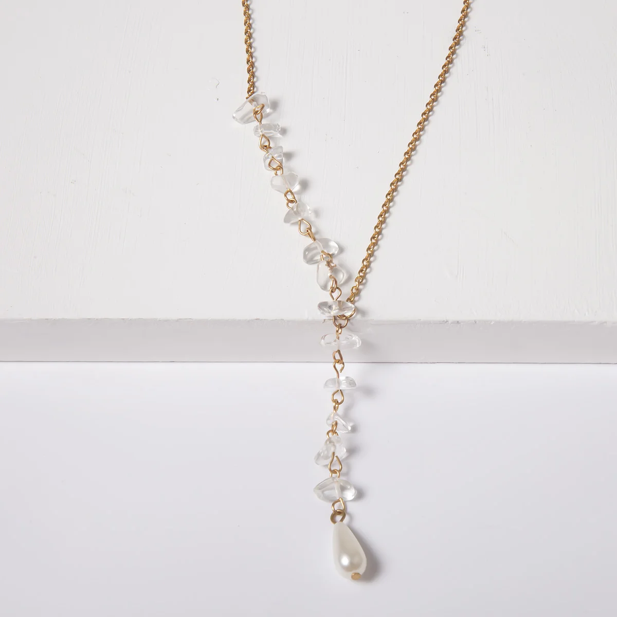IngeSight. Z корейское ожерелье-чокер с натуральным опалом и камнем, массивная подвеска с искусственным жемчугом, длинная цепочка, ожерелье, Женские Ювелирные изделия
