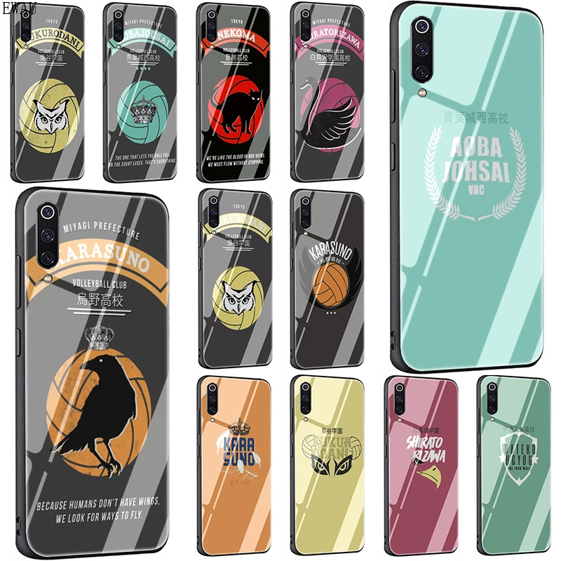 Эвау хайкюу! Чехол для телефона Karasuno Nekoma Crest из закаленного стекла Xiaomi 5X 6X 8 Lite 9 A1 A2
