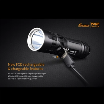 

Fitorch P26R XHP70.2 3600Lumens FCD Rechargeable Portable LED Flashlight for Camping Torch Lantern Lamp Spotlights Powered Bank