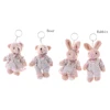 New 1 Pair Couple Bear Rabbit Plush Keychain Floral Cloth Bear Rabbit Bunny Dolls Key Bag Pendants Lovers Friends Gift 11cm 3C ► Photo 2/6