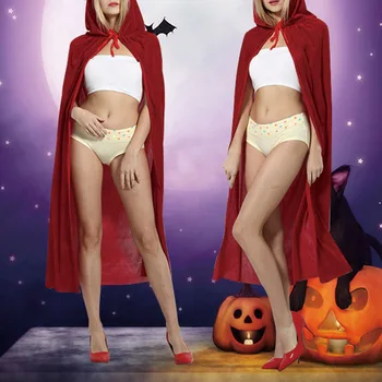 

B Unisex Cosplay Halloween Cloak Masquerade Costume Party Personality Dark Red European and American Adult Hooded Concise Cloak