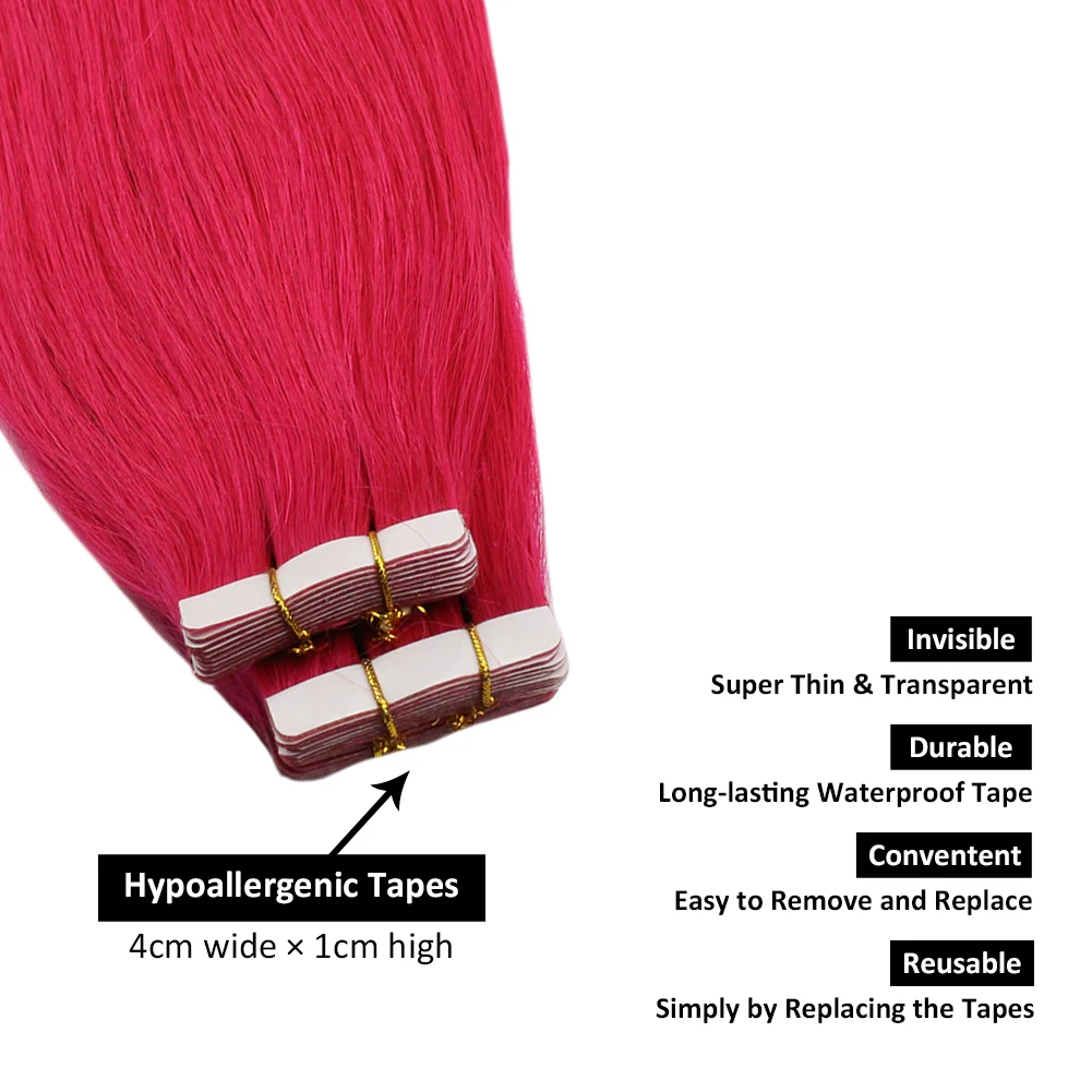 Ugeat волосы для наращивания на ленте, натуральные человеческие волосы, цвет натуральный, прямые, 12-22 дюйма, кожа, уток, бесшовные волосы, 10 шт./20 шт./40 шт