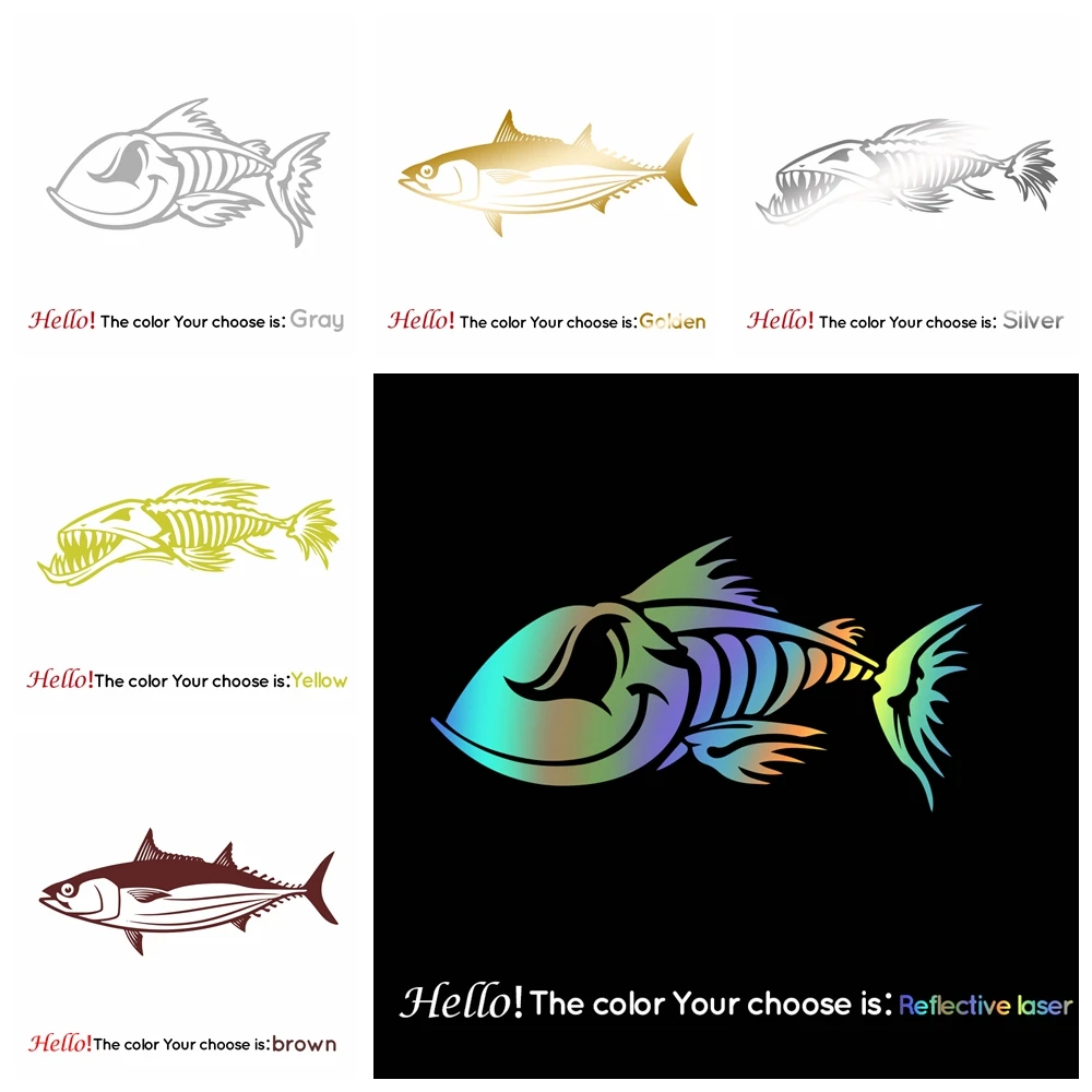 Colorful Fish Bone Ship Vinyl Sticker And Tuna Decals For Boat Stickers