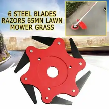 

Trimmer Head Cutter, 6 Steel Blades Razors,65Mn Trimmer Head Cutter for Mower Grass, Brush Cutter Head for String Trimmer