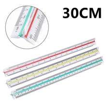 30cm código de Color lado Triangular escala 1:100/200/250/300/400/500 Triangular métrica escala regla herramienta de ingeniero 12,6 ''Multicolor