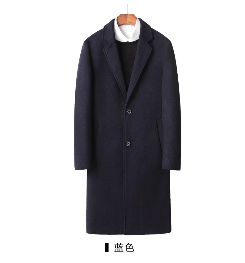 Шерстяное пальто в стиле милитари для студентов, мужское приталенное шерстяное пальто средней длины, Тренч в Корейском стиле на осень и зиму