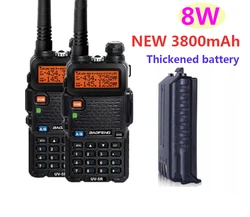 Baofeng – walkie talkie radio longue portée, 30km, uv 5r, 8w, vhf, uhf, émetteur de ham, radio bidirectionnelle cb, 2 pièces 