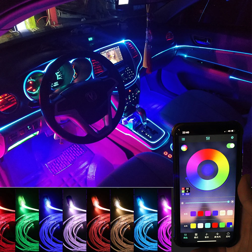 Светодиодная лента EL Wire RGB гибсветильник декоративная лампа для салона