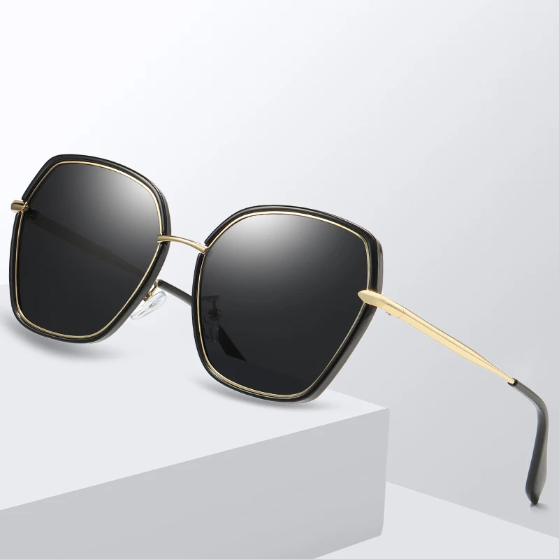 

2019 Women Elegant Pink Polarized Sunglasses Oversized Retro Irregular Full Frame Sun Glasses Large Frame Colorful Shades 105