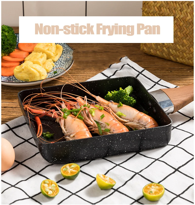 Frying Pan Tamagoyaki Omelette Black Non-stick Pan Fry Egg Pan Pancake Kitchen Pot Use for Gas Cooker