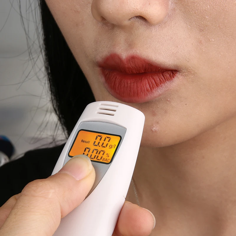 MAYITY 1PC White LCD Display Digital Breath Alcohol Tester Inhaler Alcohol Meters Breathalyser Detector Test Analyzer Portable